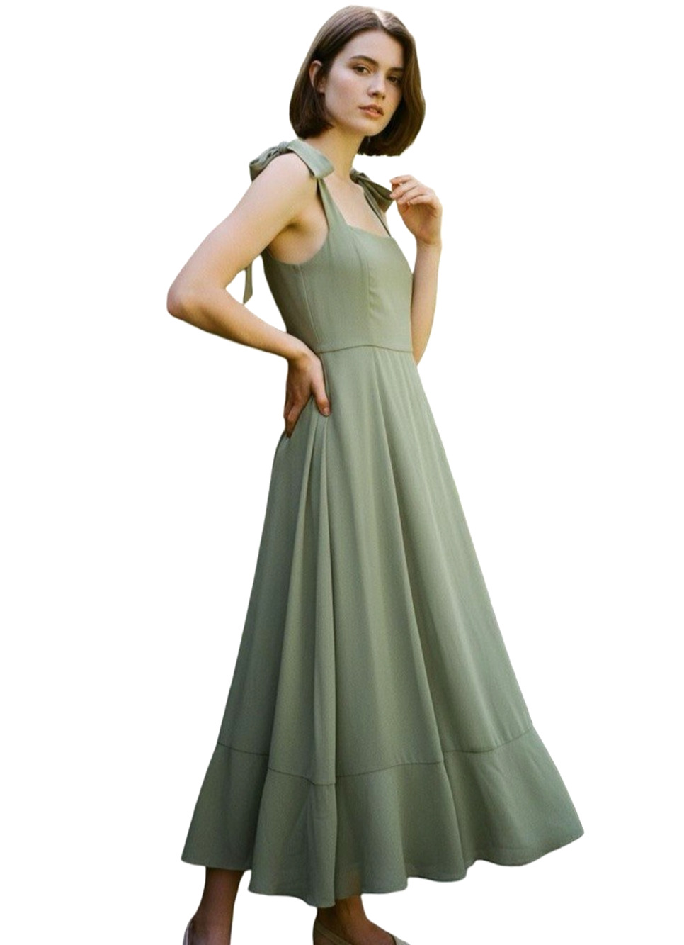 Show Me Your Mumu Claire Womens Sage Green Smocked Sun Dress Midi Summer USA M